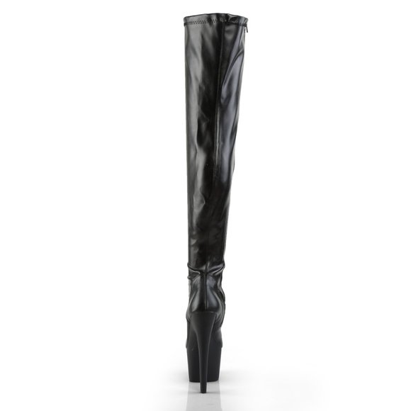 Pleaser Adore 3000 Platform Boots - Black Faux Leather - Picture 4 of 5